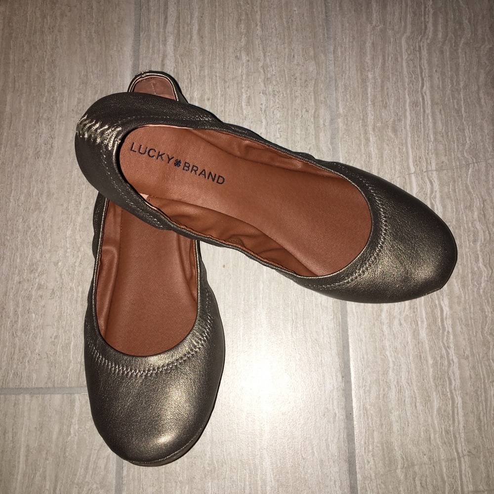 LUCKY BRAND Pewter Flat Shoes 9M BOX